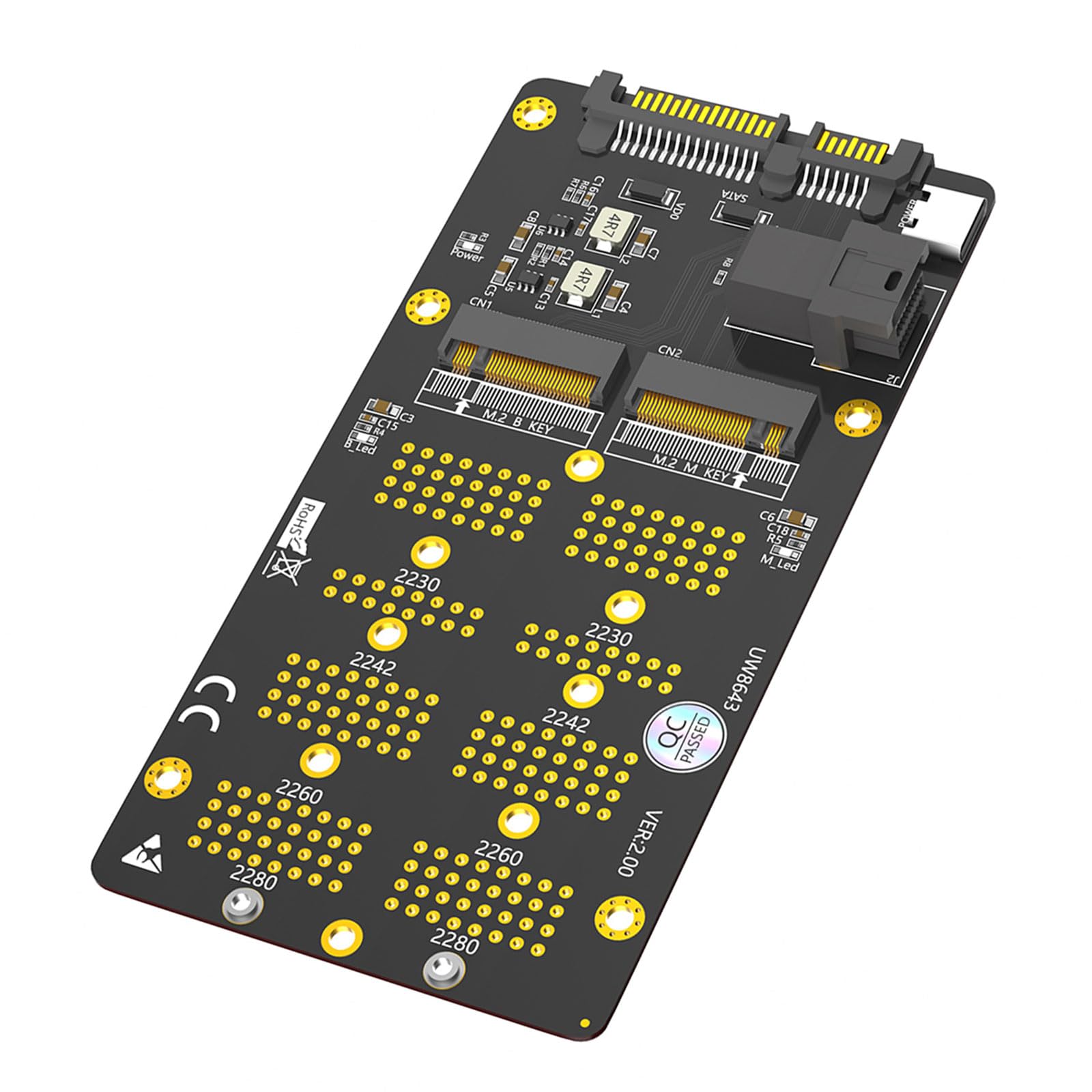 ZHENZQ 2 in 1 Combo NVME HDDs to SATA3 and SFF 8643 Adapter for Quick Data Transfer and Storage Solution