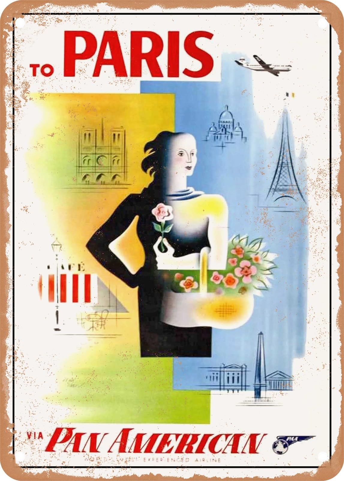 Miaomansenstore Metal Sign - 1954 To Paris Via Vintage Ad Home Decor
