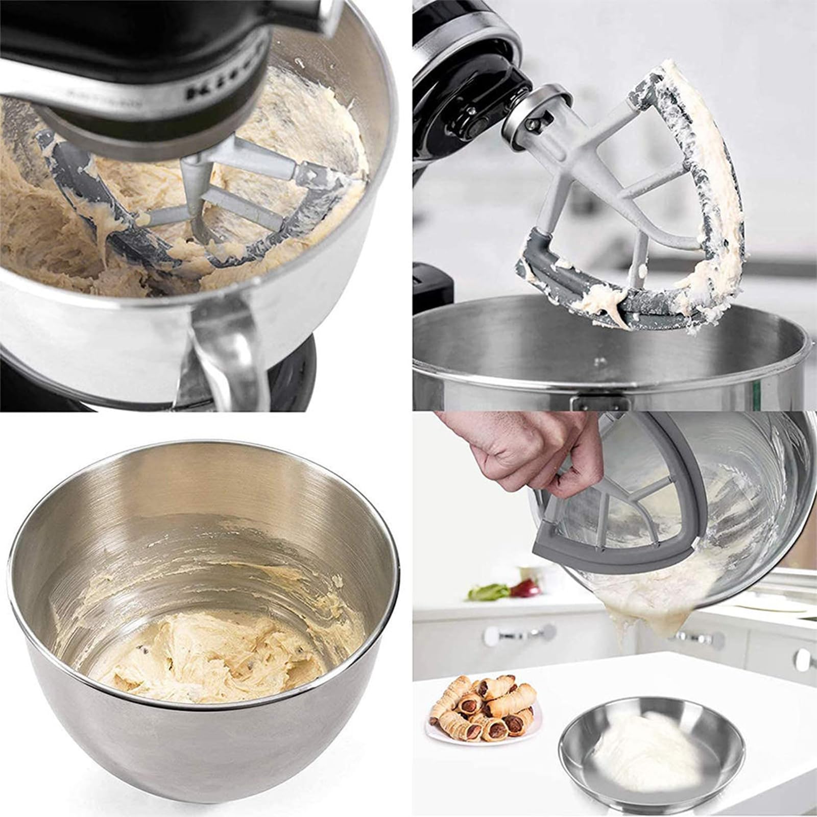 Akcesoria płaskie do mikserów KitchenAid, Flex Edge Beater, dwustronne silikonowe krawędzie do mikserów o pojemności 4,5-5 litrów z głowicą obrotową, akcesoria do mikserów KitchenAid, akcesoria do