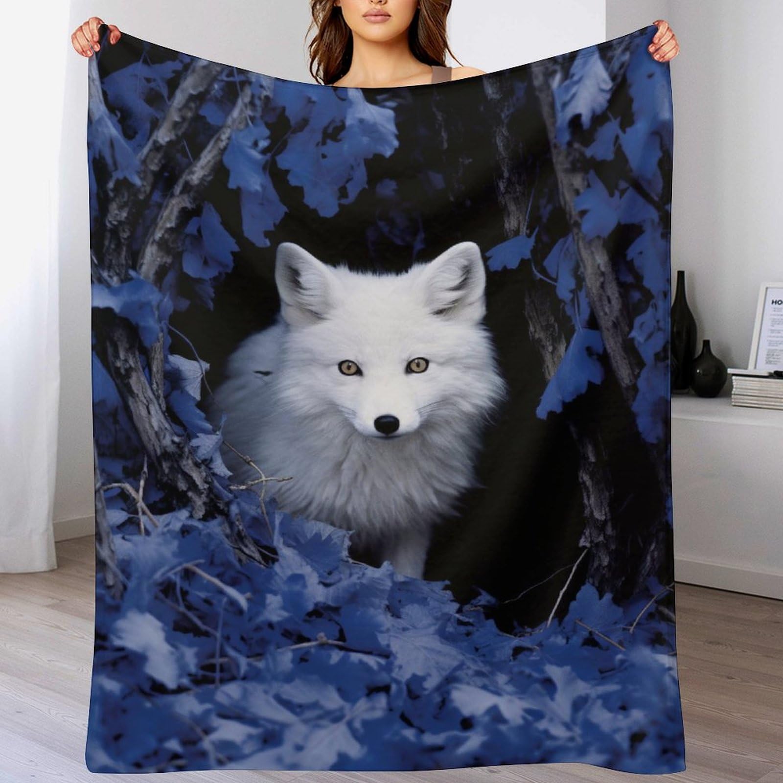 Manta de franela de zorro con estampado detallado y textura premium