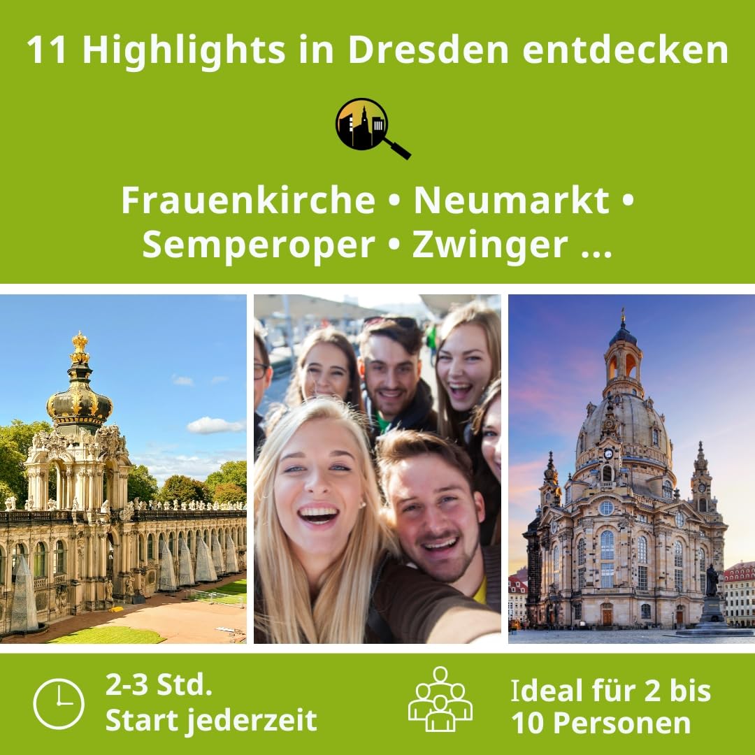 Stadtspiel Schnitzeljagd Dresden Altstadt - Entdeckertour | Stadtrallye durch die Dresdner Altstadt – Erlebnisgeschenk für Touristen & Einheimische, Teamevents