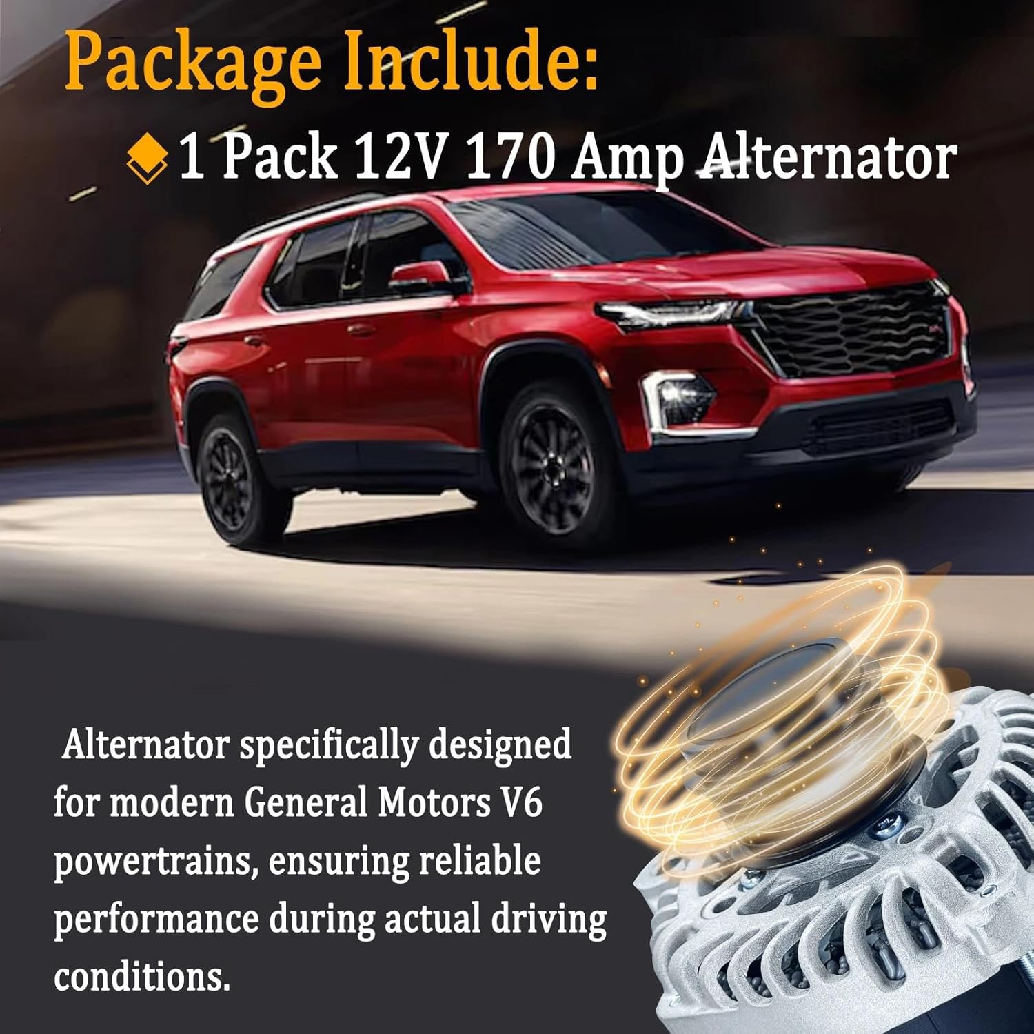 13506432 12V 170 Amp Alternator Compatible with 2019-2022 Chevrolet Traverse, 2018-2022 Buick Enclave V6 3.6L