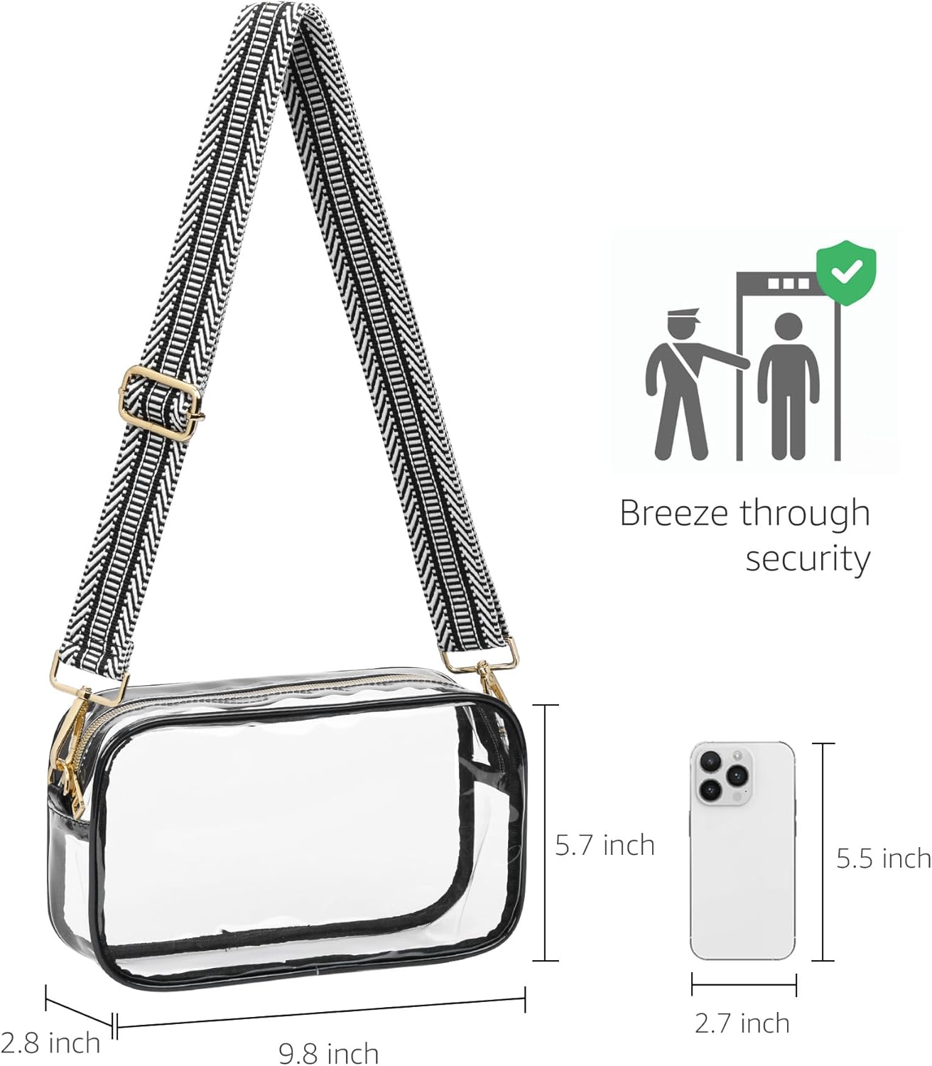 Clear Bag for Stadium Events, Clear Purses for Women with Adjustable Strap, Crossbody Bag for Sports Fans - Image 4