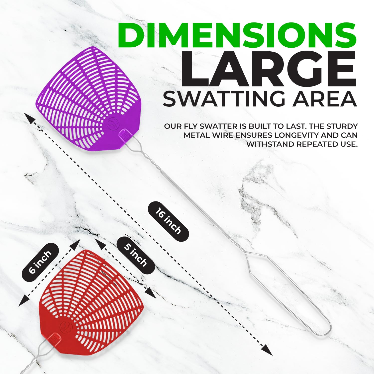 Supreme 6-Pack Fly Swatters - Bug Control -4