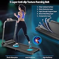 Vista 2 de Goplus Cinta de correr plegable de 3.0 HP, caminadora plegable Superfit con pantalla táctil LED, soporte para teléfono, conexión de dientes azules