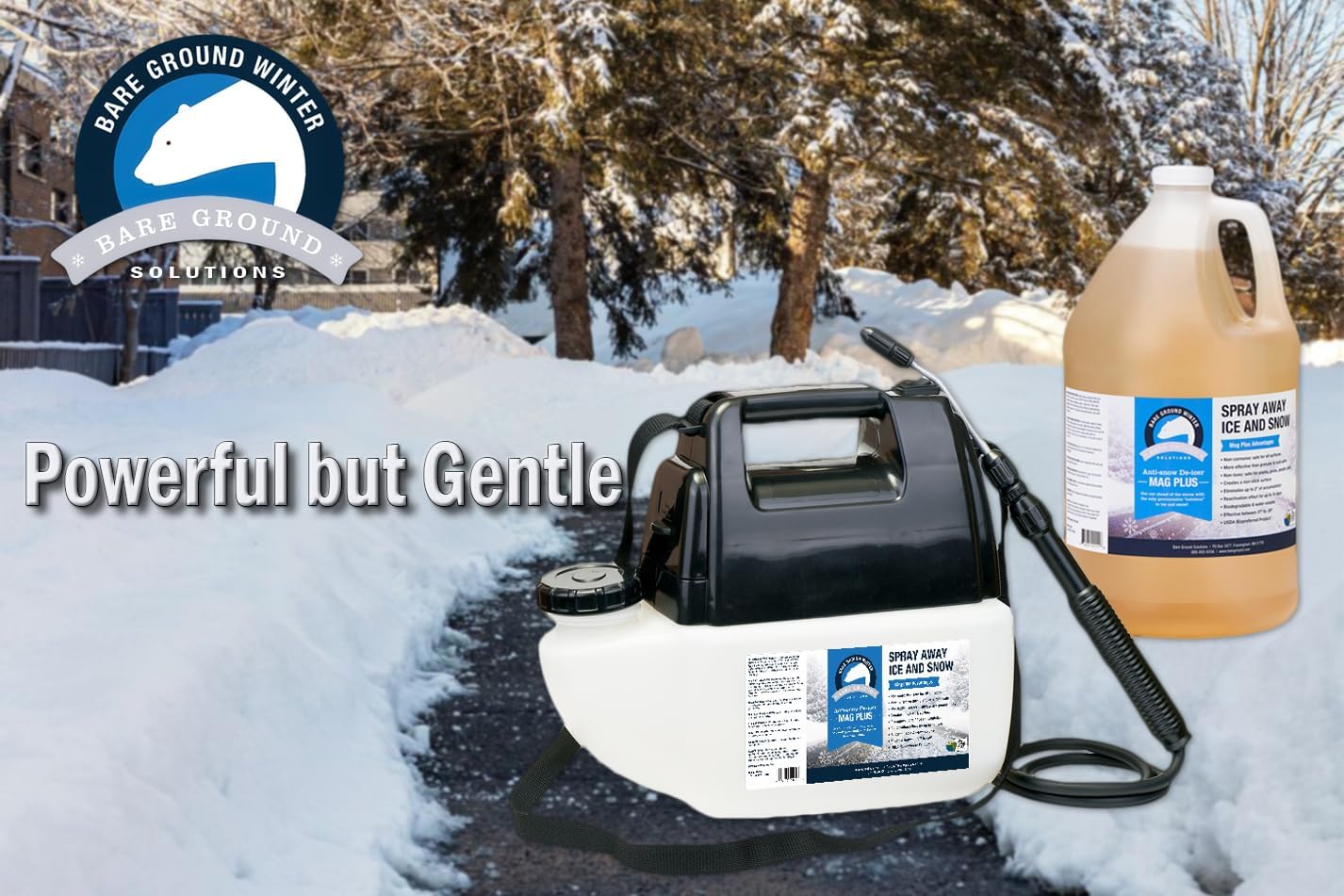 Bare Ground BGPS-1 All Natural Anti-Snow Liquid De-Icer with Battery Powered Sprayer, 128 oz (1 Gallon)