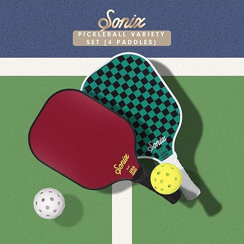 Miniatura 6 de Sonix Juego de 4 palas de pickleball  Aprobado por USAPA  Juego de pickleball de superficie de fibra de vidrio con 4 paletas, 2 bolas y bolsa