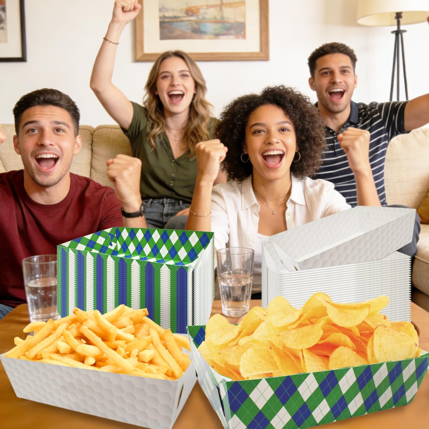 50 Pcs Golf Party Food Trays - Disposable Paper Food Boats - Golf Theme Snacks Serving Trays for Masters Party Decorations, Birthdays, Sports Events, 2 Designs - Image 6