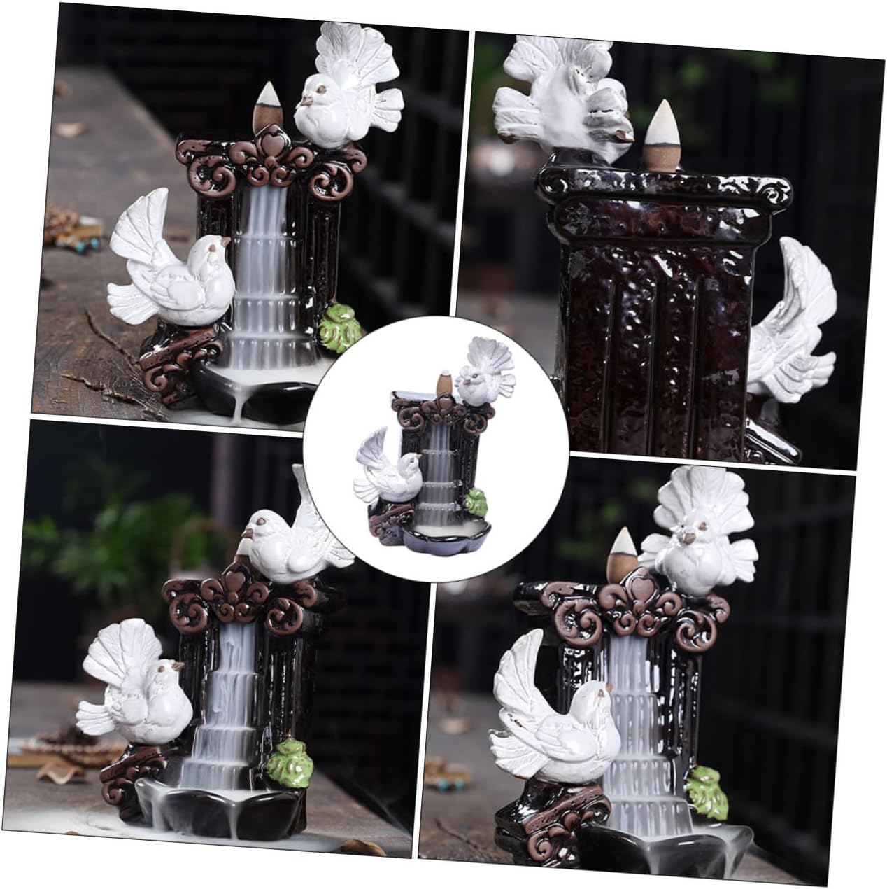 Artibetter Ceramic Aromatherapy Burner Censer Ornament with Dove Design Artistic Incense Holder for Office Zen Home Décor Desktop Decoration