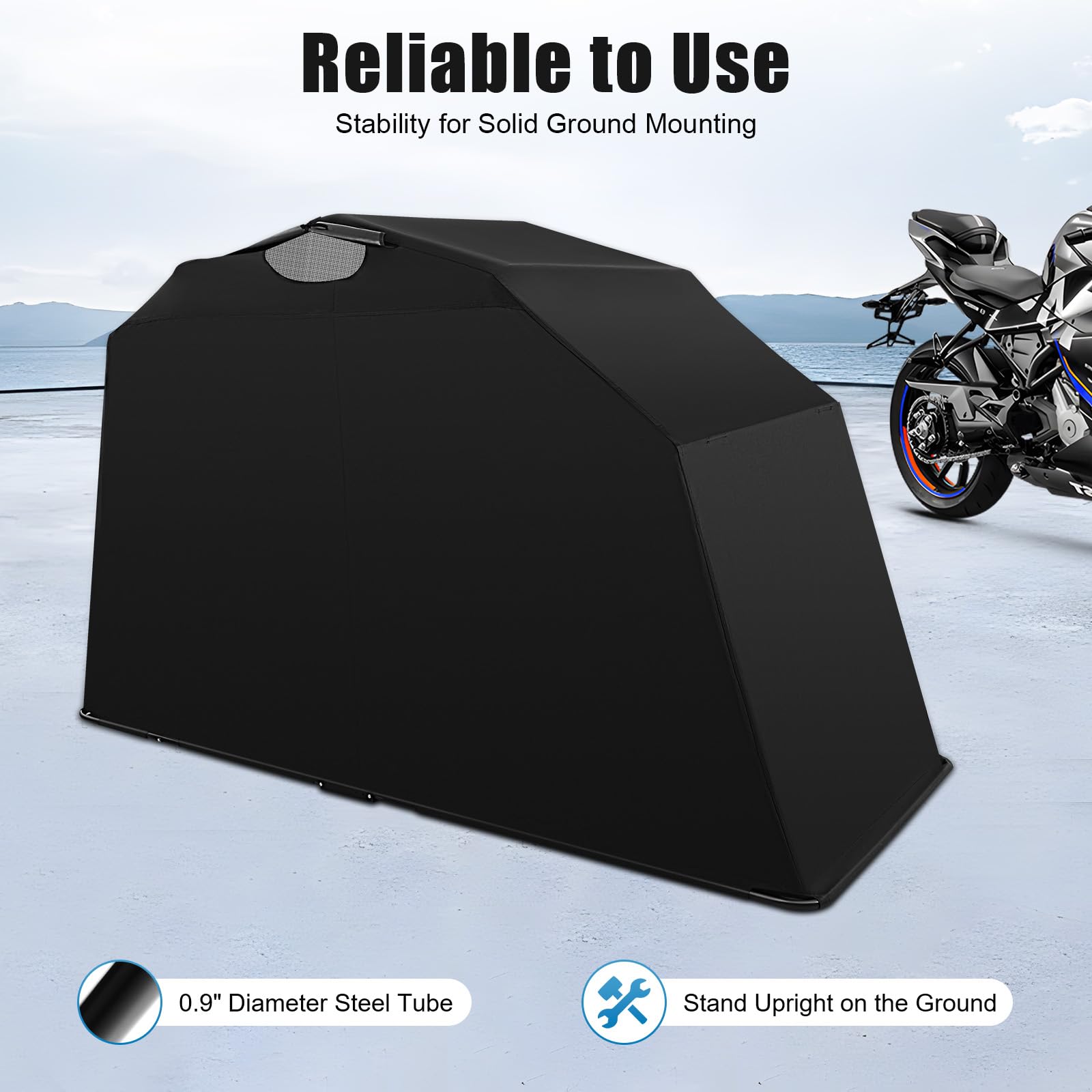 Faltbare Universalgarage, Motorradgarage, Motorrad Zelt Garage, für Motorrad, Outdoor, Auto, Garage, wasserdicht, Schwarz