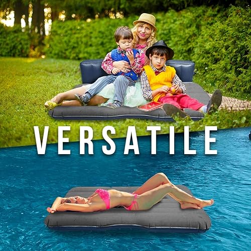 Vista 5 de Zento Deals - Colchón inflable de viaje para asiento trasero de automóvil con 2 almohadas, calidad prémium, ajuste universal Colchón inflable