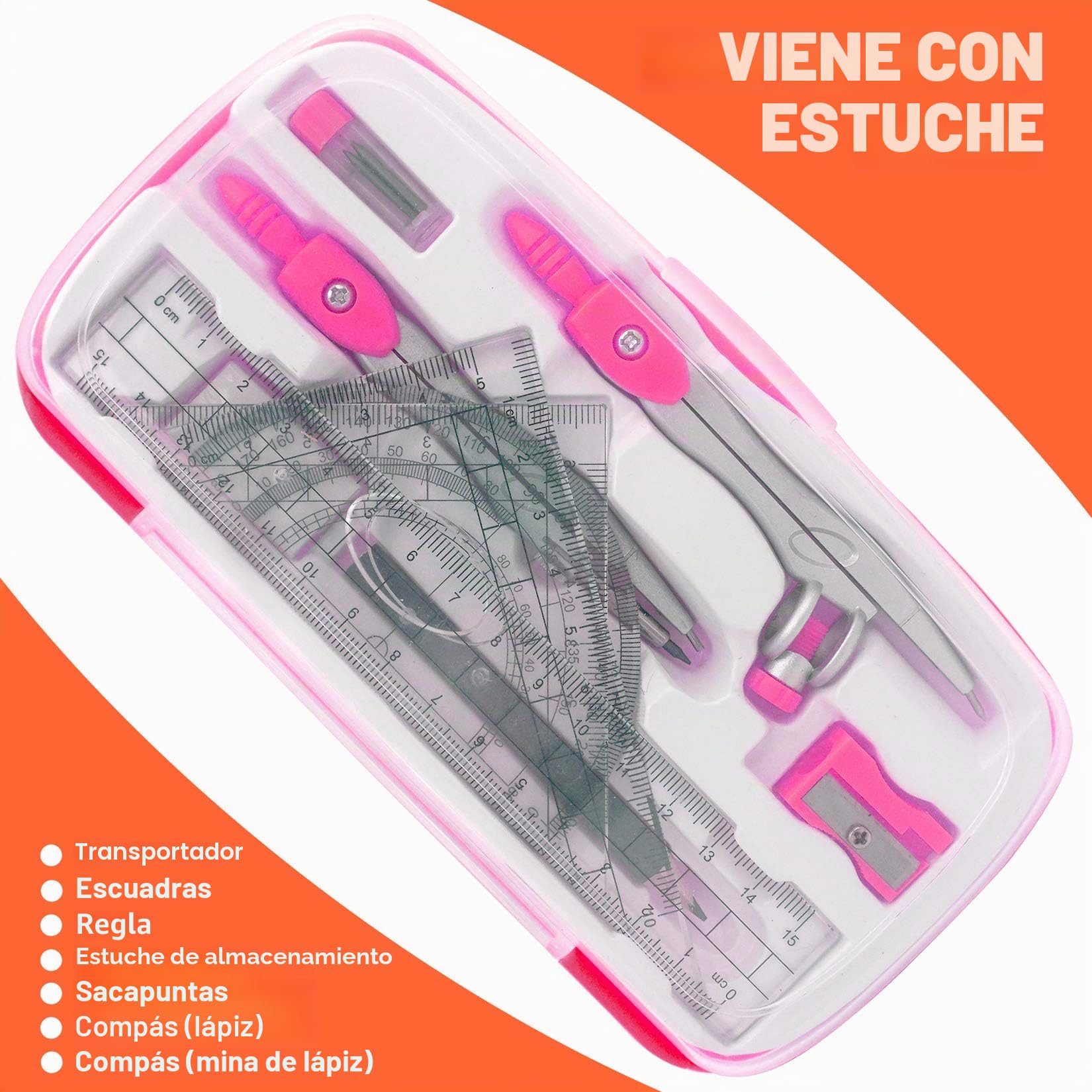 Akuoly Sets de Geometría Compases Matemáticas para estudiantes con transportador para Escuela