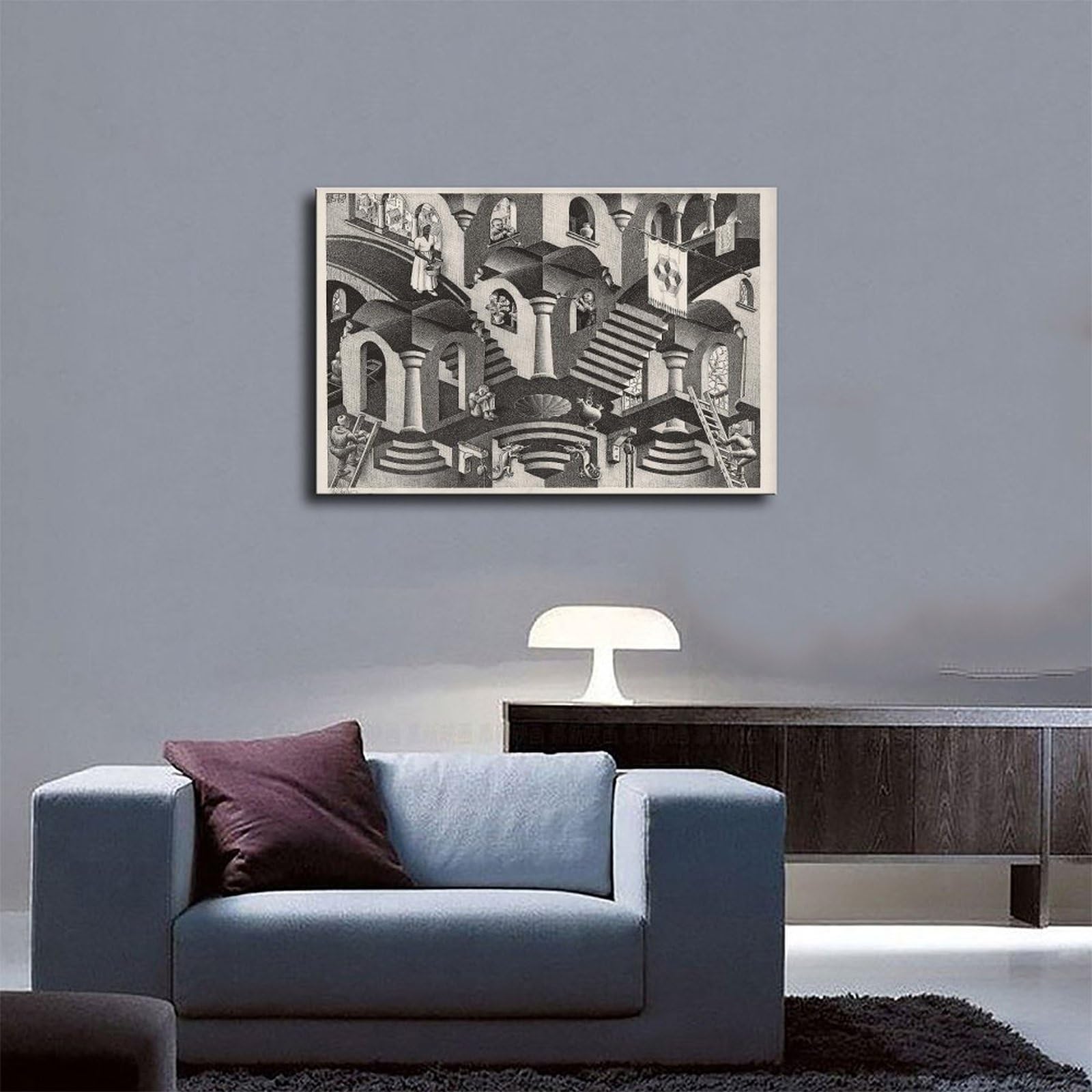 WCYB Poster convesso e concavo di Maurits Cornelis Escher stampe su tela Deco Dipinti Wall Art Unframe 61 cm L x 91,4 cm W