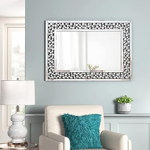 Miniatura 3 de KOHROS Espejo de diamante para pared, 36 x 24 pulgadas, espejos de pared decorativos rectangulares para sala de estar, baño, dormitorio, entrada,