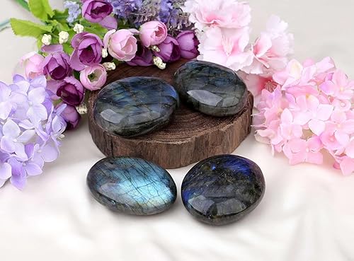 Miniatura 3 de Cristales curativos de piedra de palma grande de labradorita de 2.2 a 2.4 pulgadas, piedras preciosas naturales, efectos calmantes, equilibrio de