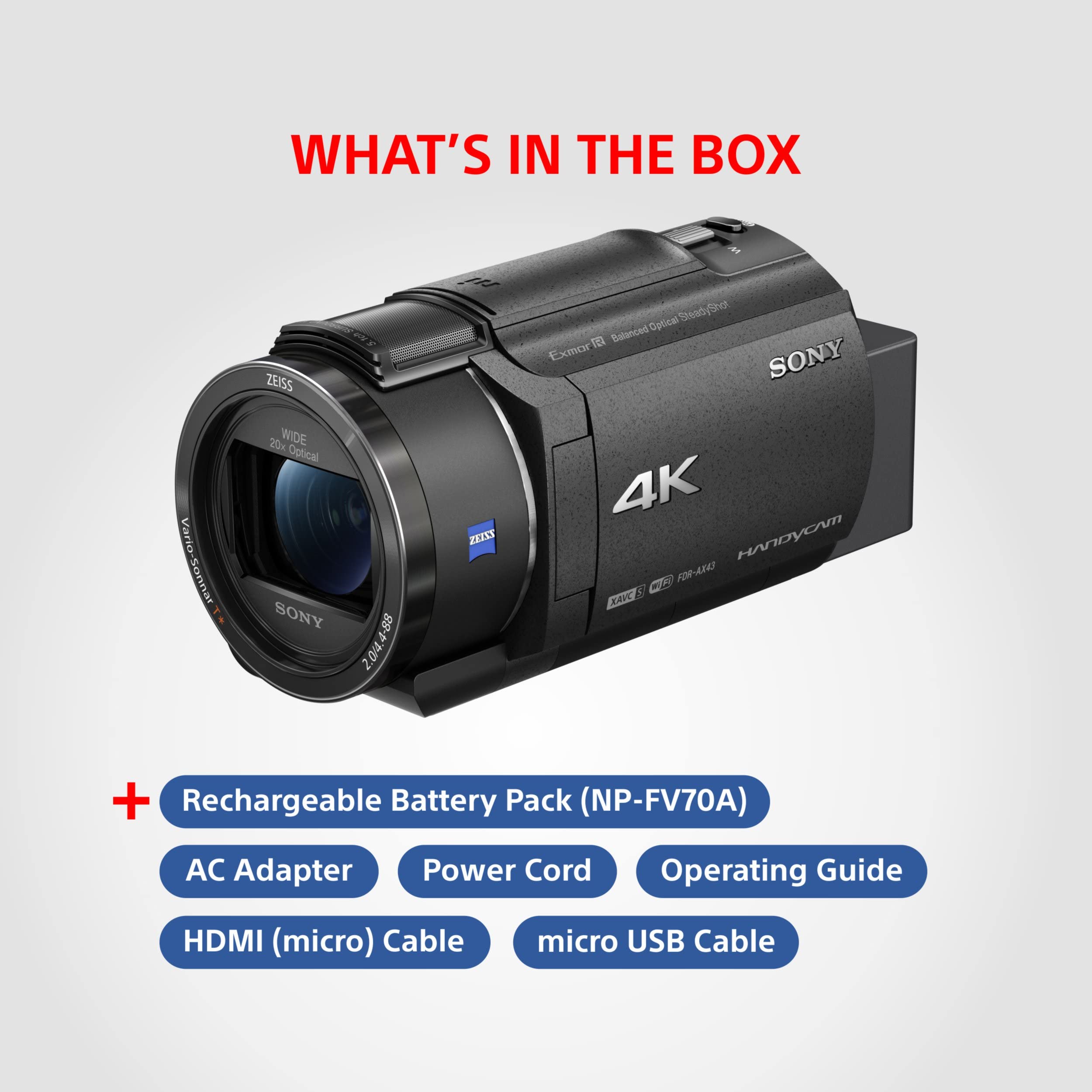 Buy Sony AX43A 4K Handycam 8.29 MP 4K Ultra HD Recording with 26.8