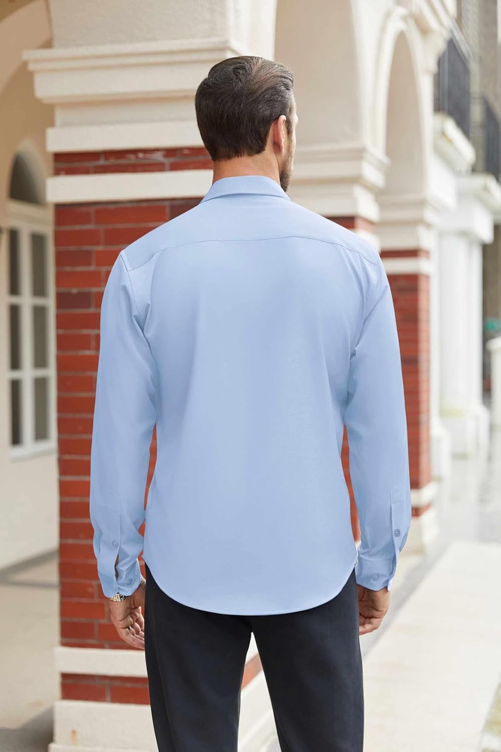 COOFANDY Mens Stretch Dress Shirts Long Sleeve Button Down Shirt Regular Fit Formal Business Wedding Shirts - Image 4