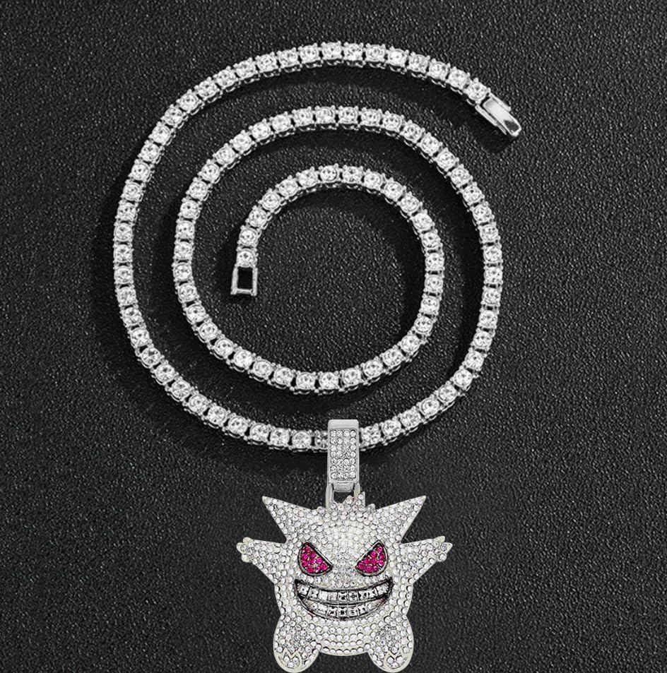 Miniatura 4 de HH Bling Empire Iced Out Bling Cz Corona Rey Diamante Plata Oro Collares de cadena colgante de hip hop para hombre.