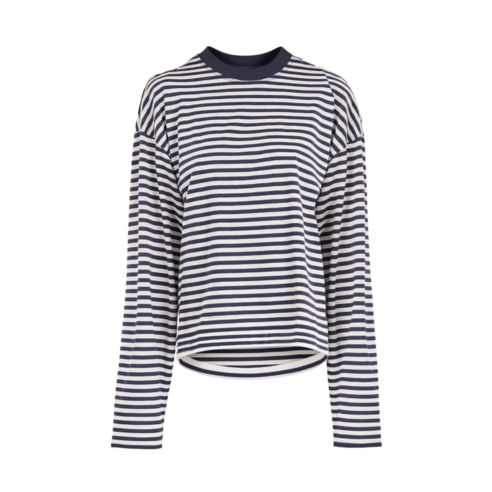 T-Shirt Rayé Femme Oversize Tee Shirts à Manches Longues Col Rond Haut Ample Pull Décontracté Y2K Top pour Printemps Automne Hiver Streetwear