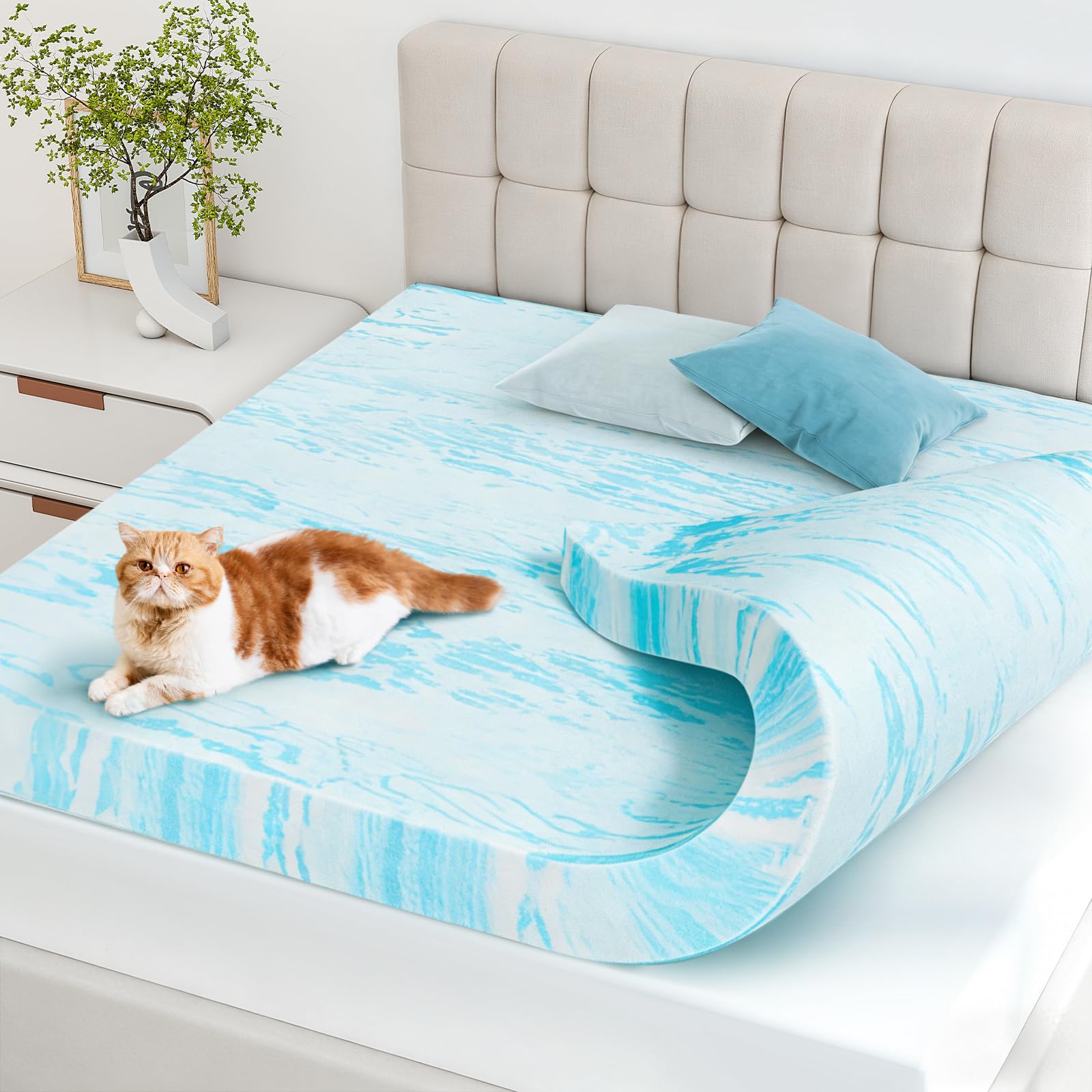 newbulig mattress toppers memory foam twin, 4 inch thick bed topper pad cooling gel infused soft comfy padding breathable for sleeper sofa couch rv camper, certipur-us certified