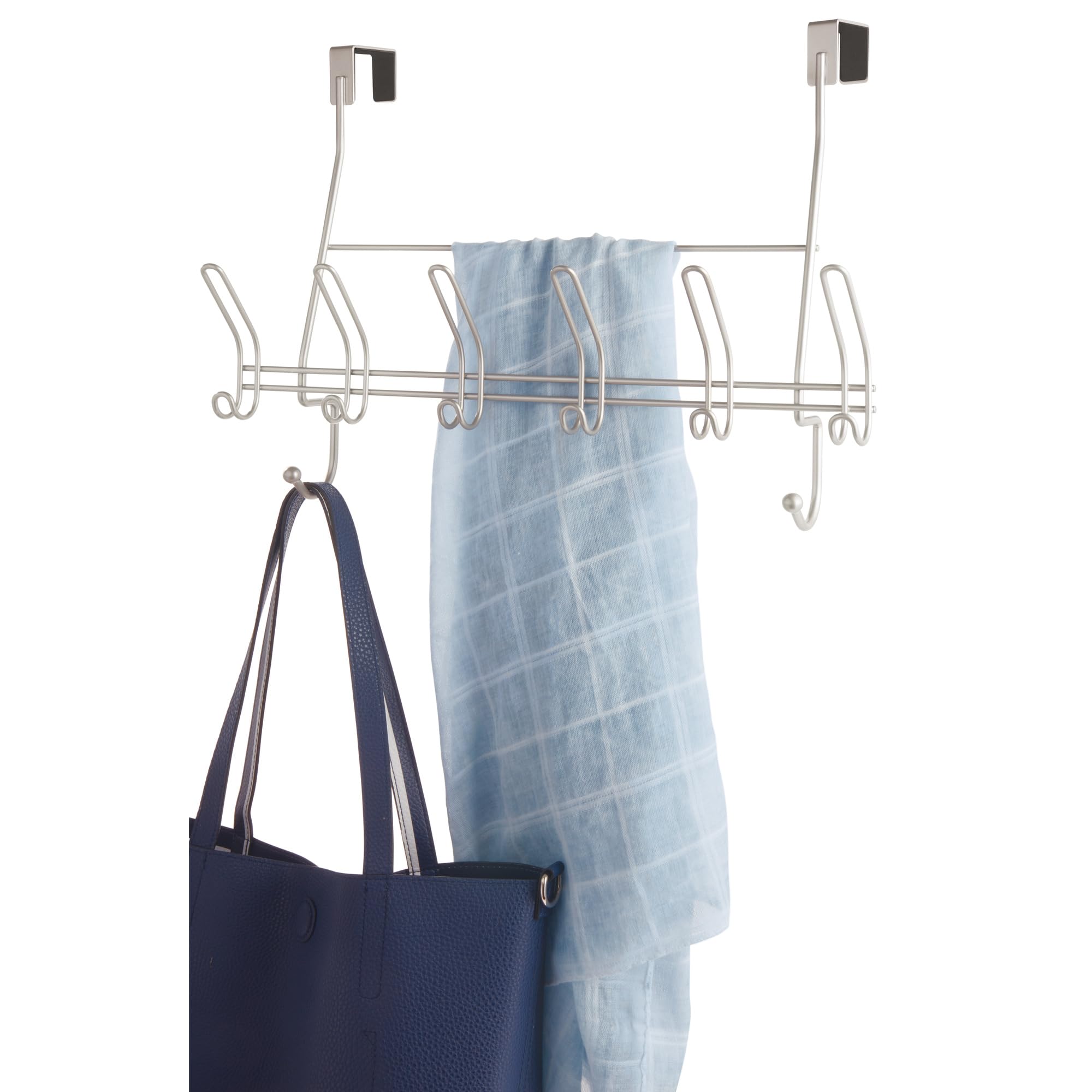 Double porte-serviettes iDesign satiné avec crochets pour accessoires de bain