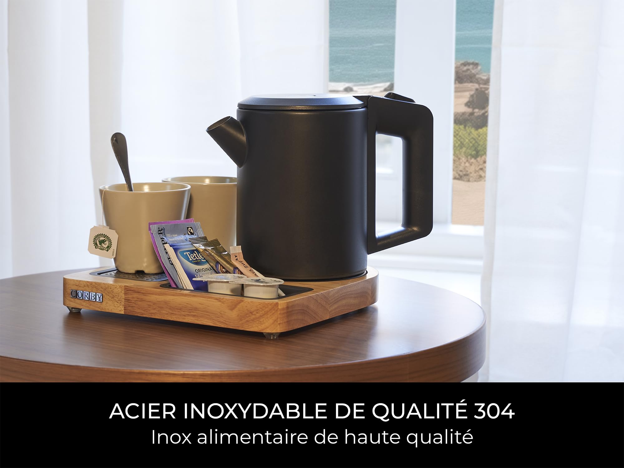 Corby Canterbury Bouilloire 0,6 l en noir – EU Plug