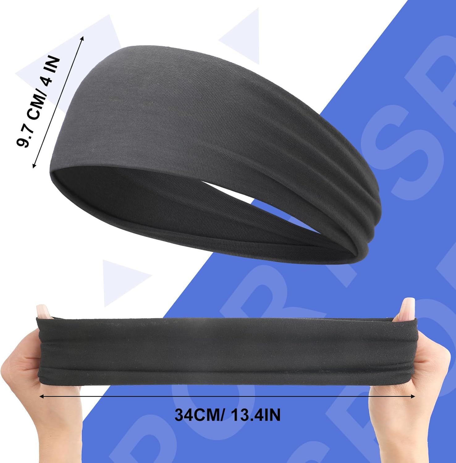 Men's Sweatbands for Workout and Sports - Camo Headband, Sweat Absorbing Wide Headband for Basketball, Football, Cycling, Running, Yoga, 4.7 x 9.8 Inch - Image 2