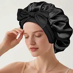 Touca de cetim ajustável para mulheres – segura – touca de dormir para proteger o cabelo durante a noite, 1 pacote de acessórios de cabeça noturnos macios para tipos de cabelo cacheado/liso