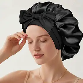 Touca de cetim ajustável para mulheres – segura – touca de dormir para proteger o cabelo durante a noite, 1 pacote de acessórios de cabeça noturnos macios para tipos de cabelo cacheado/liso