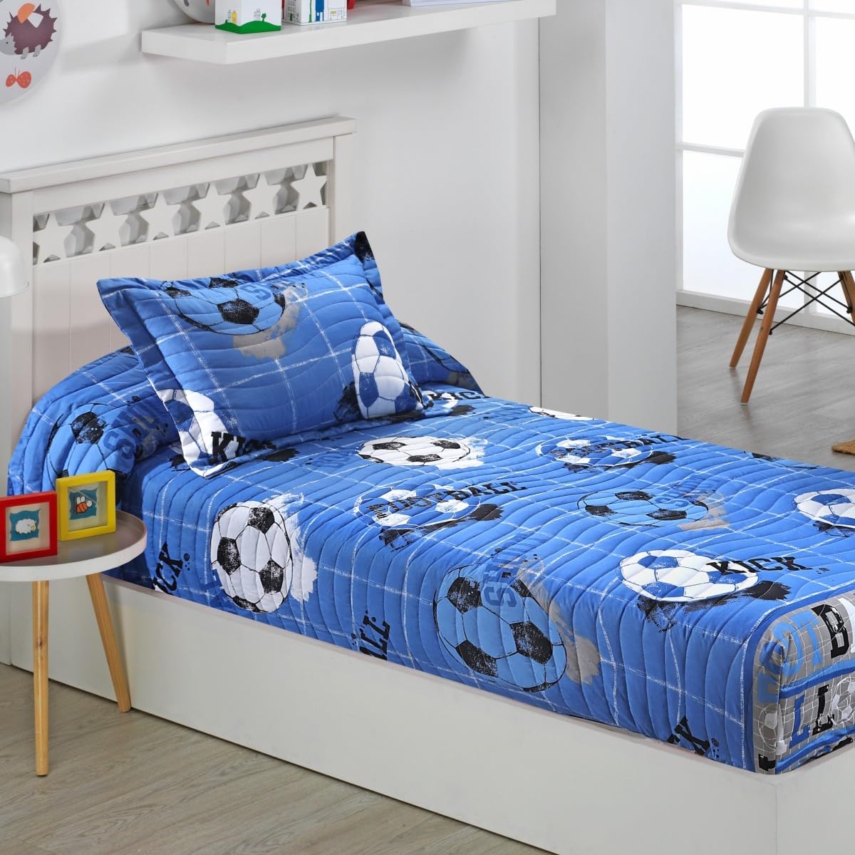 Colcha Bouti Ajustable Cama Nido Infantil y Juvenil de Verano Fútbol Quick Color Único Talla Cama 90