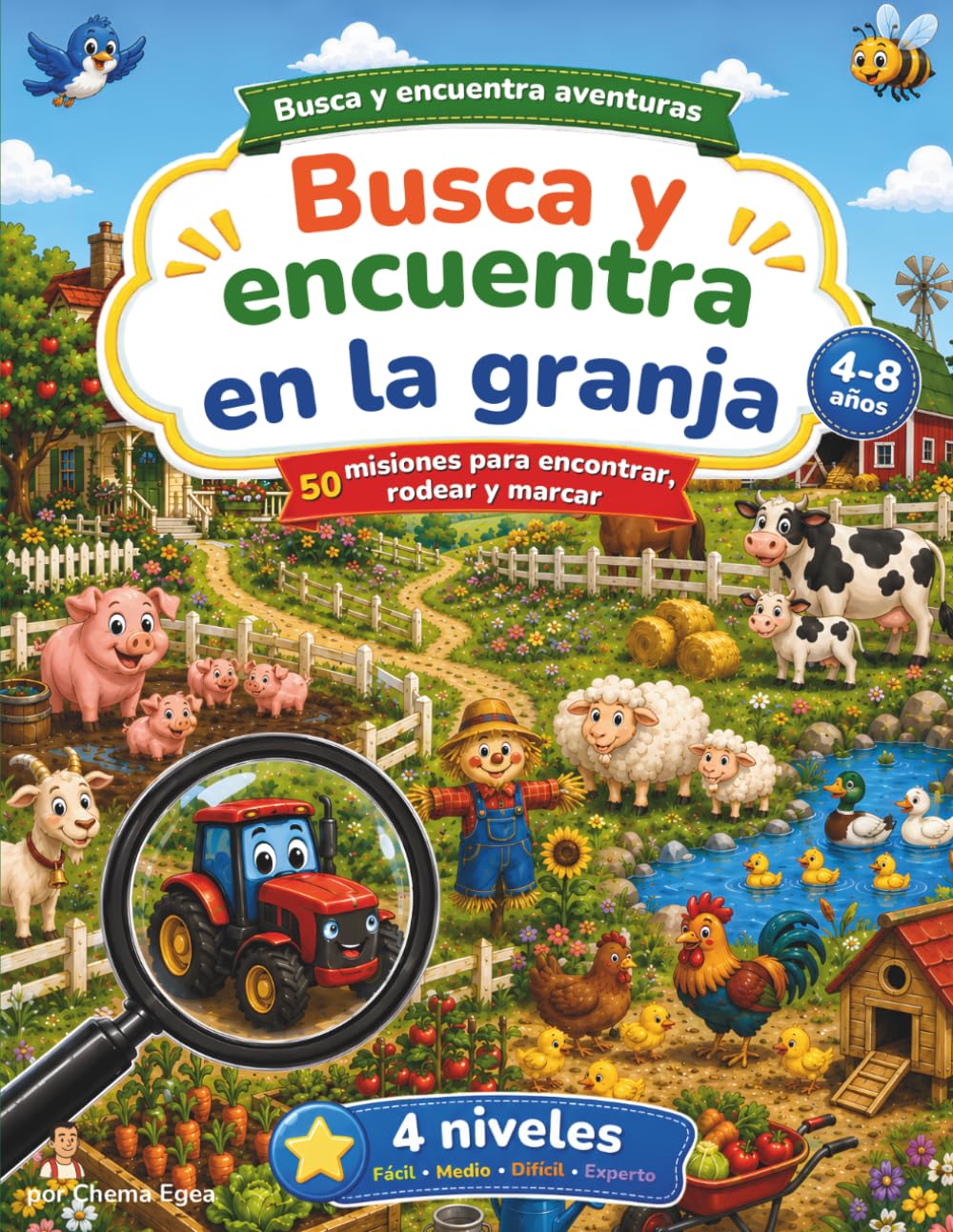 Busca y Encuentra en la Granja: Libro de actividades infantil con animales, herramientas y objetos escondidos - 50 retos de búsqueda progresiva (Busca y Encuentra Aventuras)