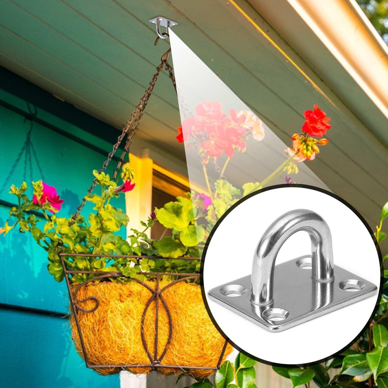 CINGHIA Gancio Soffitto,10 Pezzi Gancio da Soffitto,Ganci da Soffitto,Piastra Oculare,Placca Occhiello per Appendere Reti Sospese, Corde,Ancoraggio ai Soffitto