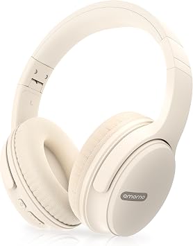AMORNO Bluetooth Headphones Over Ear, 68 Hours Playtime Wireless Headphones with Mic, Foldable Adjustable Lightweight HiFi Stereo Headset for Cellphone/PC/Work/Travel White