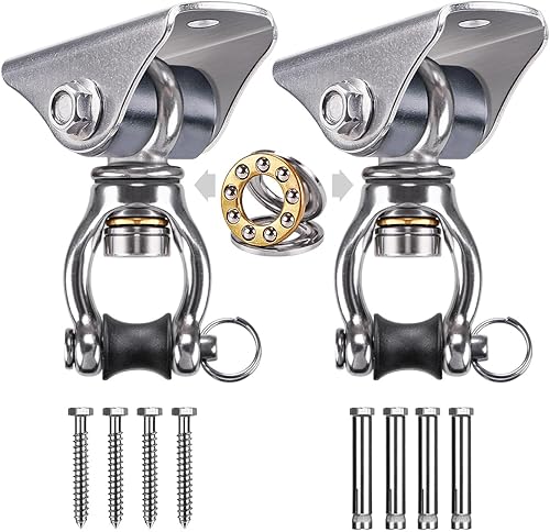 SELEWARE Silent Swing Hanger - Gancho giratorio de alta resistencia, accesorios de montaje para porche, columpio, hamaca, silla, bolsa pesada,