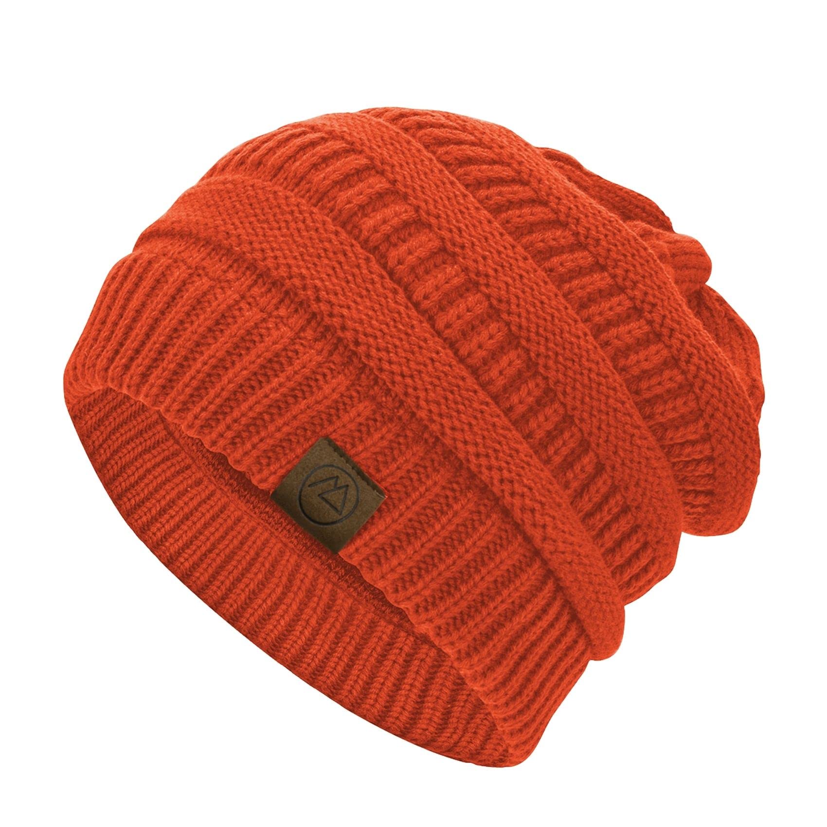 Durio Warm Blaze Orange Hat Orange Hunting Hat Knit Blaze Orange Beanie Women Bright Orange Beanie Orange One Size