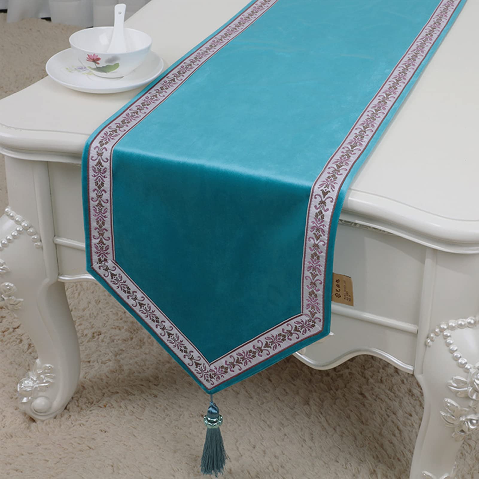 Camino de mesa de color sólido con borlas, tapiz de arte tejido para comedor, té, café y decoración de soporte de TV, versátil ropa de cama para el hogar
