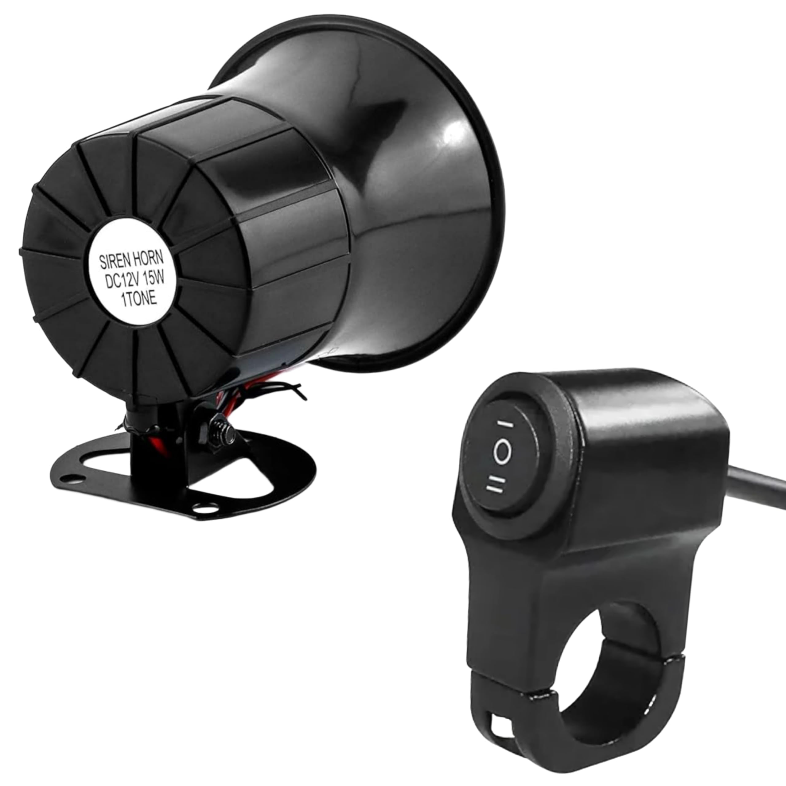 Delhi Store94 VIP POLICE WARNING SIREN HOOTER WITH 3 WAY MULTI FUNCTION HANDELBAR SWITCH 3wire POLICE SIREN HORN