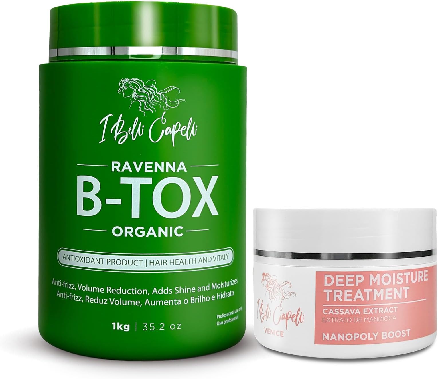 I Belli Capelli Hair B-tox Treatment & Argan Oil Mask, 44 fl oz - Organic Kit, Formaldehyde-Free, Anti-Frizz, Volume Reduction, Smoothing, Brazilian Keratin, Argan Oil, Panthenol