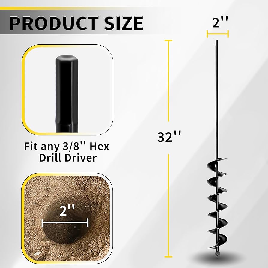 Auger Drill Bit Planting Hole Bulb Bedding Digging Post Hole Planting Tool 3 4 Shaft Auger Hole Digger Replacement Auger Bits Earth Auger Digging Bit