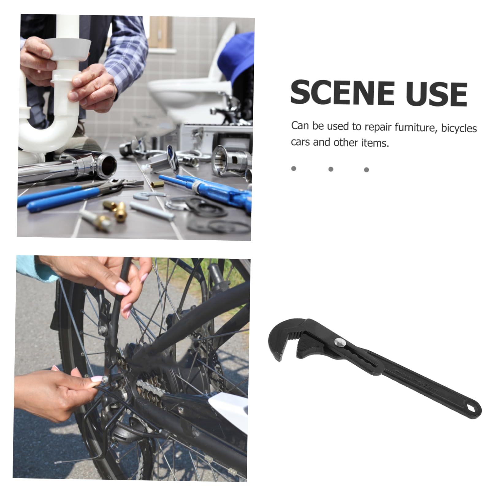 NUOBESTY Llave Ajustable Multifuncional para Fontanería en Baño y Reparaciones Domésticas, Acero Cromo-vanadio, Diseño Moderno y Fácil de Transportar