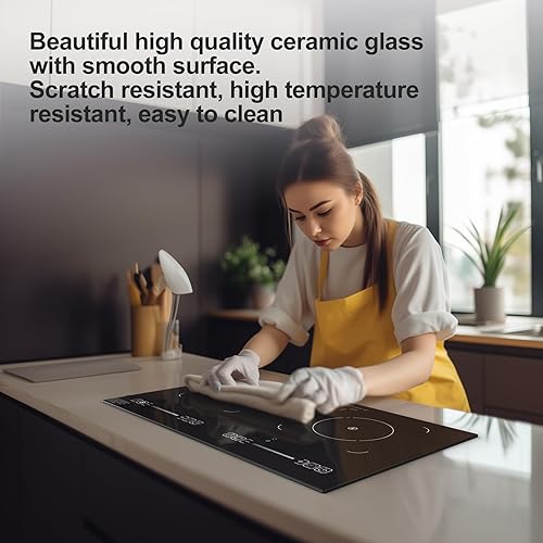 Miniatura 8 de Cocina eléctrica, 110 V 2400 W, encimera y estufa eléctrica integrada, placa de inducción de 2 quemadores con 11 niveles de potencia, bloqueo de