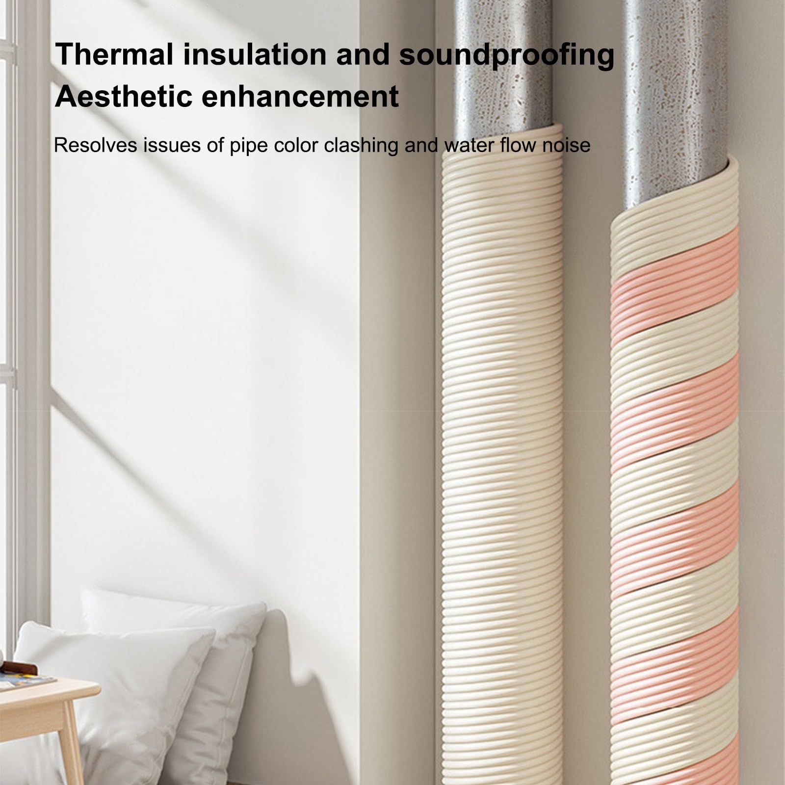 8CM X 2M Rohrisolierung Außenbereich, Rohrisolierung Isolierung Heizungsrohre, Mit Selbstklebender Rückseite, Rohrisolierung Selbstklebend, für Vierkant- und Rundrohre(Beige,3pcs)