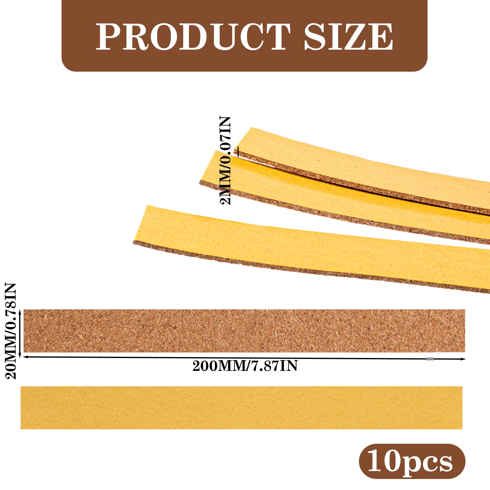 Giantree 10 tiras de corcho autoadhesivas gruesas para pared, tablón de anuncios, decoración de hogar