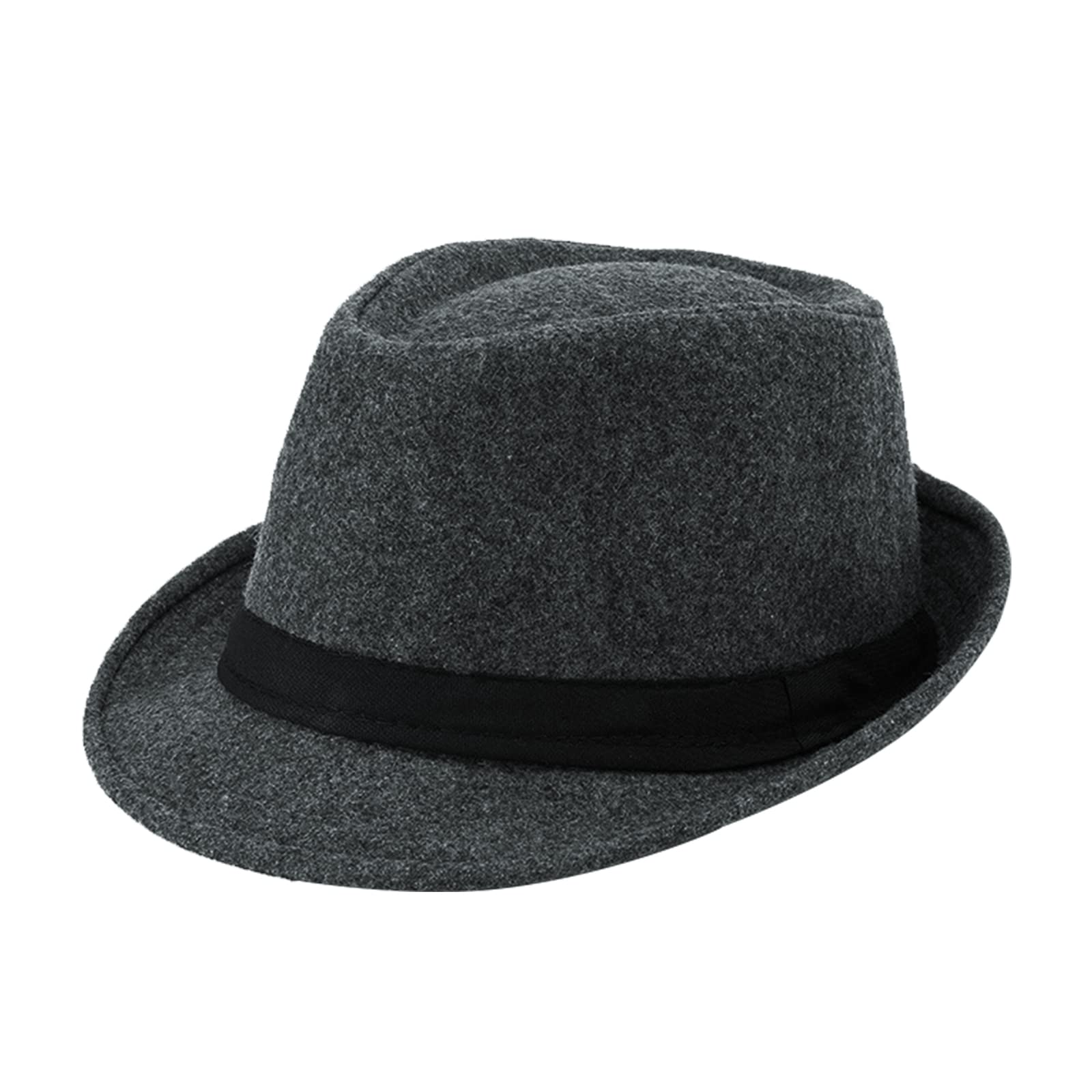 Unisex Grey Men's Fedora Trilby Bowler Jazz Gentleman's Trilby Hat - Classic Wool Felt Bush & Western Jazz Hat With Bow Tie, Uv Protection & Warm For Autumn & Winter Outdoor Wears, Cosplay - Size 56-58Cm