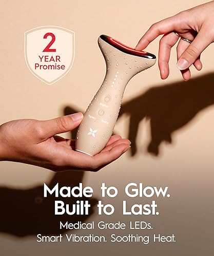 Miniatura 5 de REVO Genie - Masajeador de belleza facial y cuello 3 en 1 con calor, 3 terapias de luz, vibración inteligente, luz roja, luz azul, terapia de luz