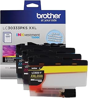 Brother Genuine LC30333PKS 3-Pack, Super High-yield Color INKvestment Tank Ink Cartridges; Includes 1 Cartridge each of Cyan, Magenta & Yellow, Page Yield Up to 1,500 Pages/Cartridge, LC3033