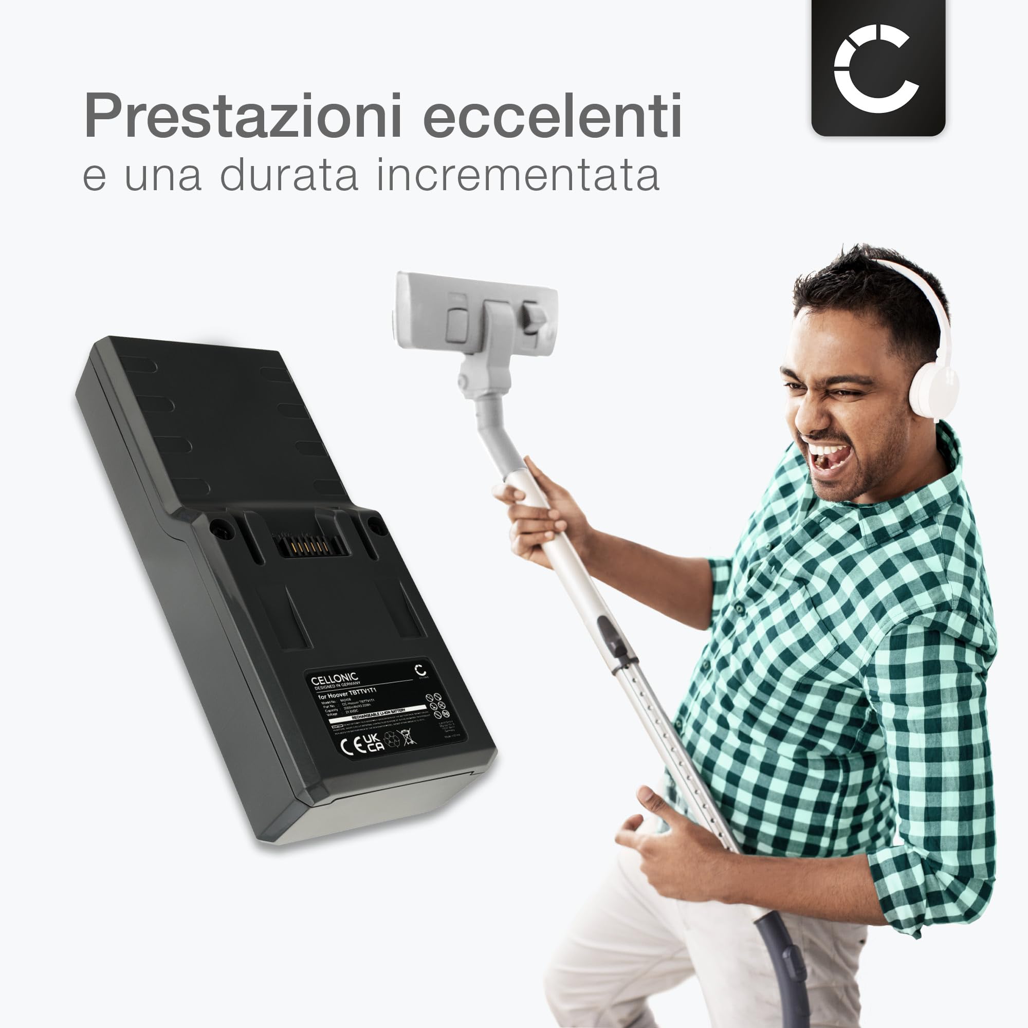 CELLONIC 1x Batteria per Aspirapolvere Compatibile con Hoover FD22G, FD22RP011, FD22G 011, Compatibile con Beko 9178015861 – (2000mAh, 21.6V)