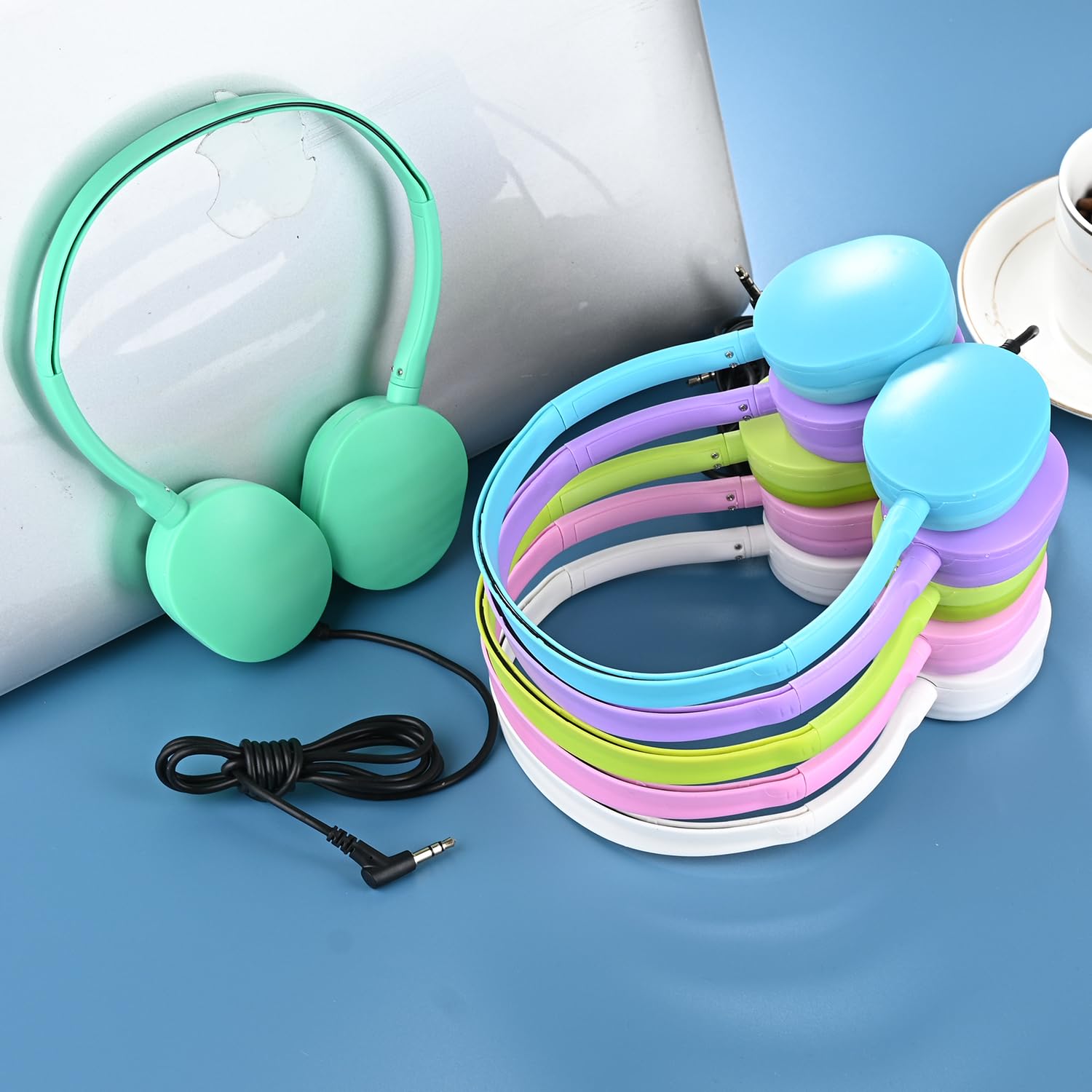 Cuffie per bambini, confezione da 100 cuffie per aule scolastiche, studenti, adolescenti, bambini, regalo e adulti, cuffie cablate regolabili per aule (multicolore)