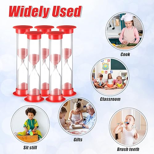 Miniatura 6 de Geelin 24 unidades de temporizador de arena de 1 minuto reloj de arena rojo a granel reloj de arena para niños adultos juegos cepillo de dientes