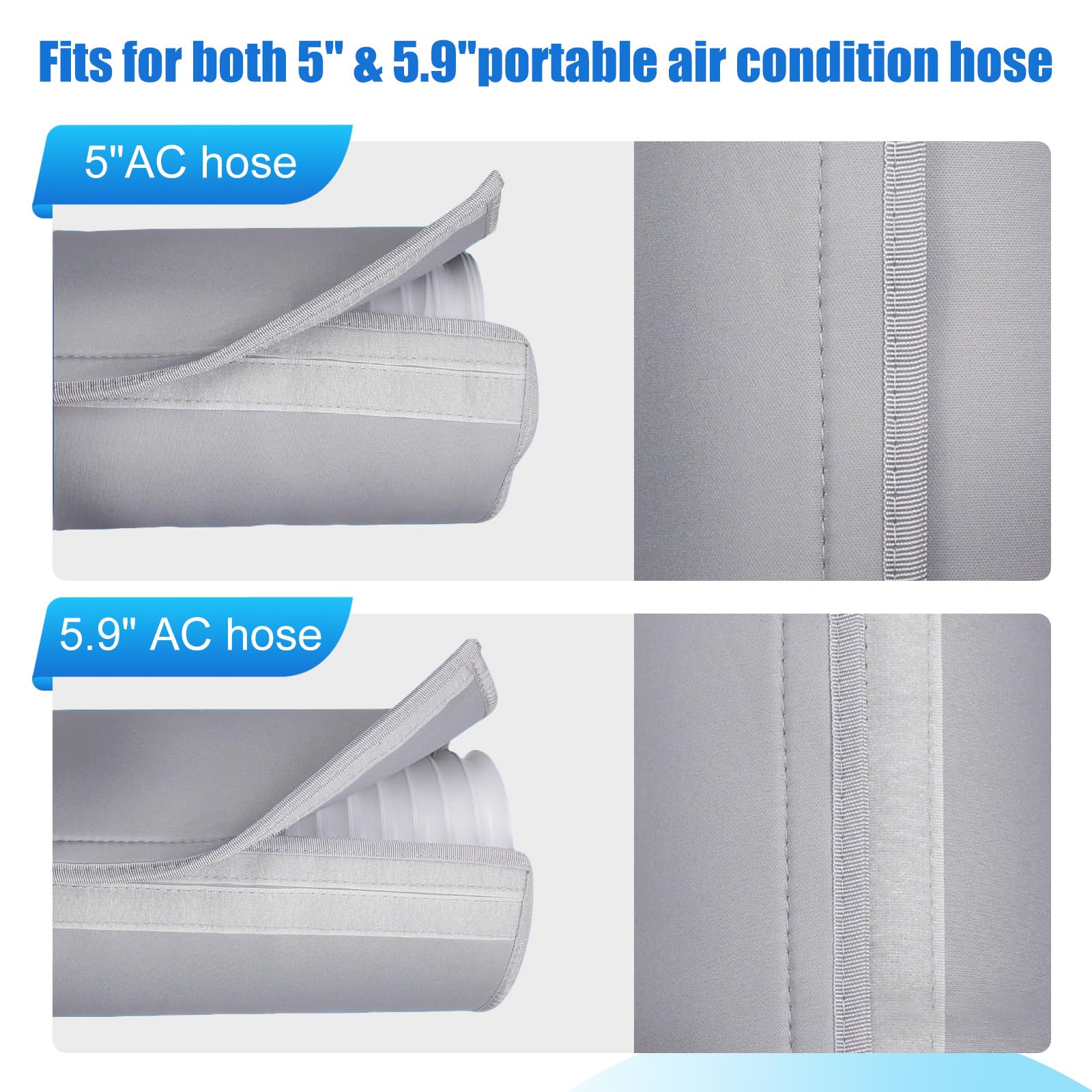 Cubierta Aislante para Tubo de Aire Acondicionado Portátil,Funda Protectora Térmica Universal para Manguera de Escape Ø 12.7-15cm,Reduce el Calor,Ahorra Energía,Instalación Fácil (Gris*1)